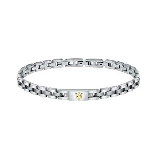 Maserati bracciale uomo, collezione jewels, in acciaio, pvd oro, diamanti - jm221aty04