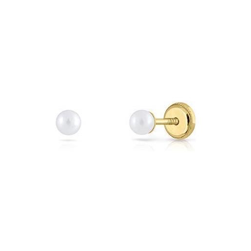ROSA DI MANUEL orecchini in oro 18 carati, neonato, bambina o donna, modello classico perla coltivata naturale di qualità, di 3-4-5-6-7-8 millimetri, 