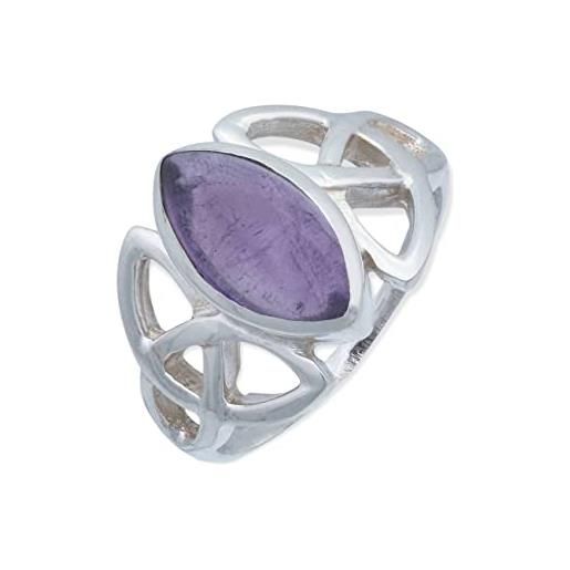 mantraroma anello argento 925 con pietre preziose ametista pietra viola argento sterling da donna in vero argento (mrg-176-01-(52))