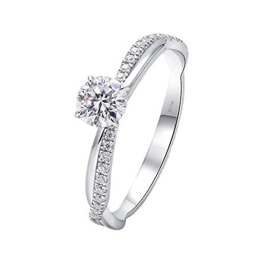 Epinki anelli fidanzamento, anello donna oro bianco 18k contorto moissanite 0.5ct fede anelli misura 8