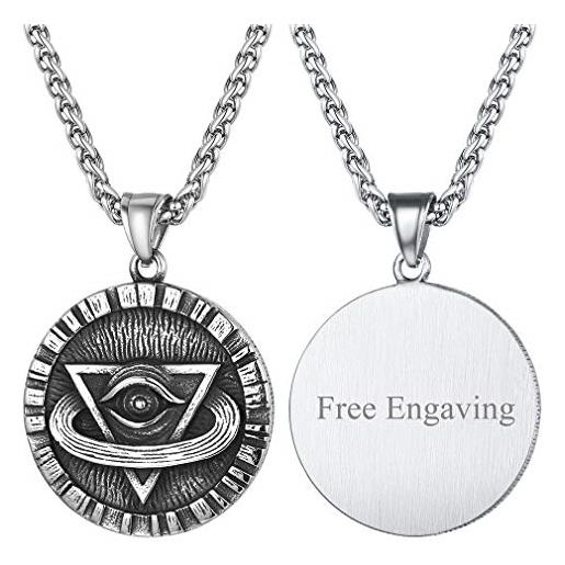 FaithHeart collana occhio della provvidenza occhio di dio amuleto personalizzato occhio blu resina collana argento nero oro unisex uomo donna confezione regalo