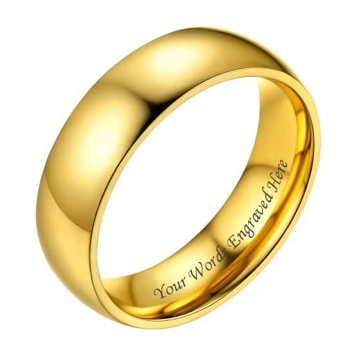 Bestyle anello uomo acciaio con incisione oro anello semplice acciaio anello acciaio donna fedina misura 22 6mm oro con confezione regalo