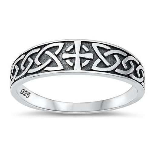 Joyara anello in argento sterling 925 con croce celtica