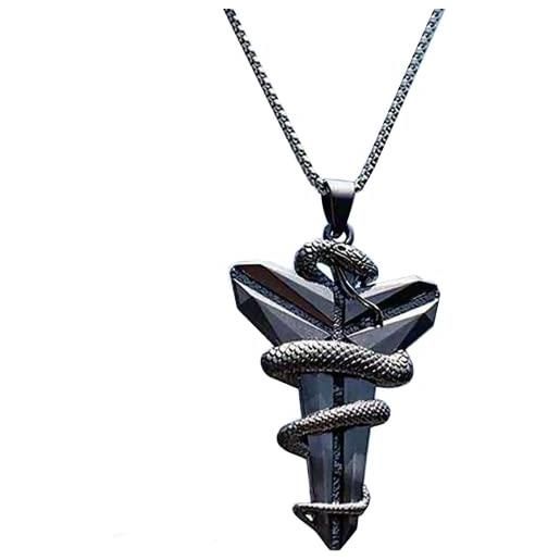 WANYAN souvenir della collana del pendente del serpente di kobe mamba per le donne degli uomini (argento)