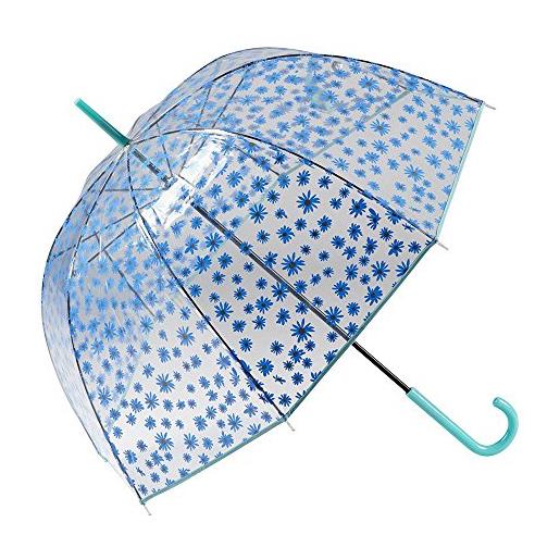Gotta parapluie cloche femme transparent - résistant au vent fleurs bleues ombrello classico, 91 cm, blu (bleu)