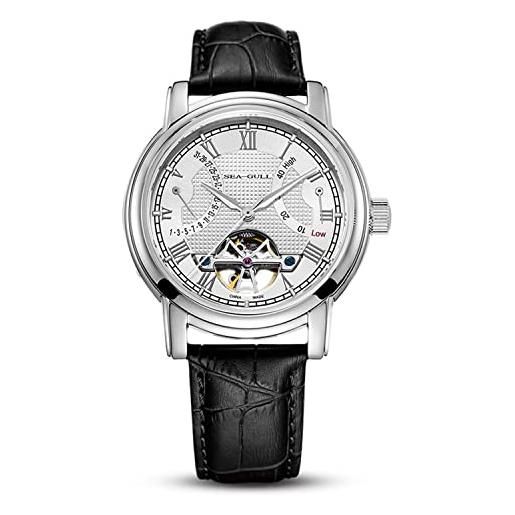 Sea Gull sea-gull orologio da uomo seagull 2021 orologio meccanico automatico vuoto calendario potenziale volano multifunzione orologi da lavoro, bianco-d819.625, cinturino