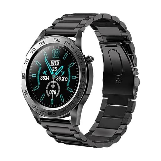 ZWHJL smart watch gps gps track recording sport fitness tracker full touch temperature monitor temperatura smartwatch(color: acciaio nero)