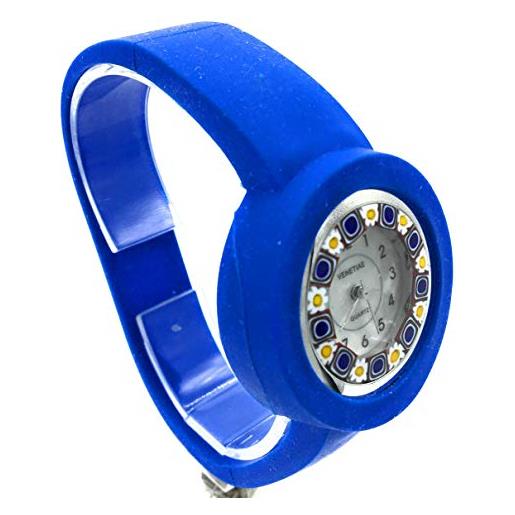 LE GEMME DI VENEZIA orologio donna murrina veneziana acciaio cinturino silicone watch in vetro di murano murrina (blu)