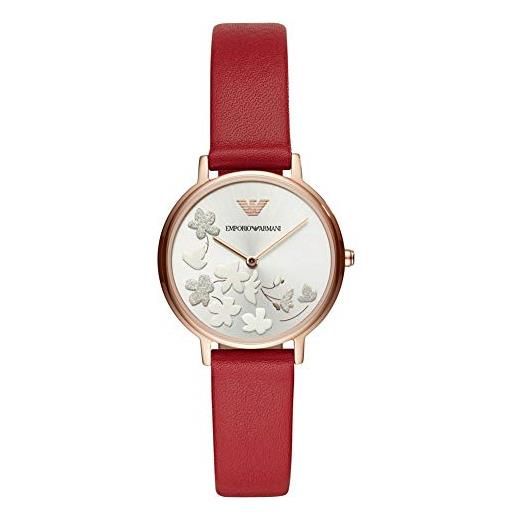 Emporio Armani - orologio moda donna con cinturino in pelle rosso - ar11114