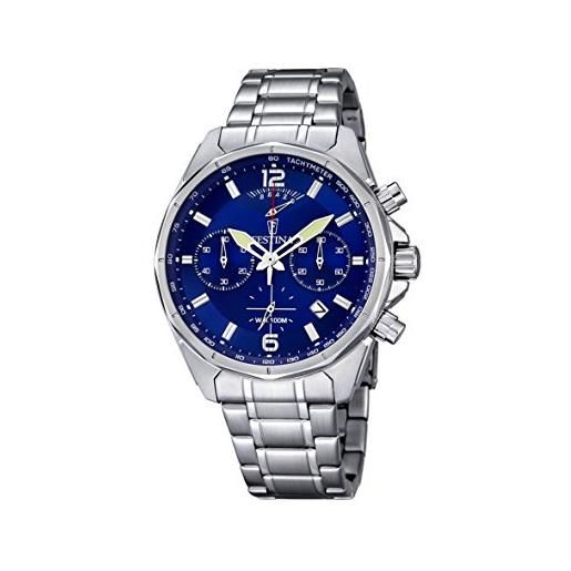 Festina, f6835/3, orologio da uomo, al quarzo, con cronografo, cinturino in acciaio inox, colore del display: blu