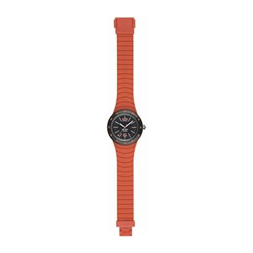 HIP HOP orologio uomo metal solare quadrante nero e cinturino in silicone, metallo rosso, movimento solo tempo - 3h quarzo