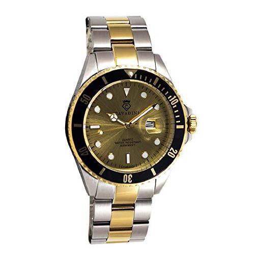 C CAVADINI orologio da polso da uomo advantage analogico al quarzo con cinturino in acciaio inox cv-463xqj, oro/bicolore, bracciale
