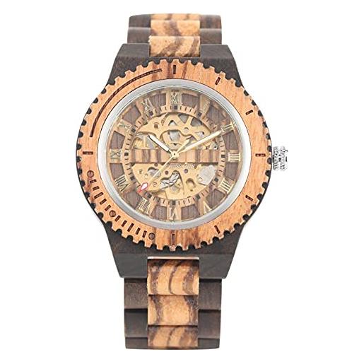 WRVCSS wooden watch mechanical automatic men's hand watch wooden bracelet strap roman numeral display party valentine's day friends holiday gifts gifts black