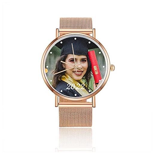 ALBERTBAND orologi da polso con foto personalizzati incidi orologio da polso con il tuo messaggio regalo di laurea per lei lui figlia figlio bff laureato studenti delle scuole medie superiori (#6)