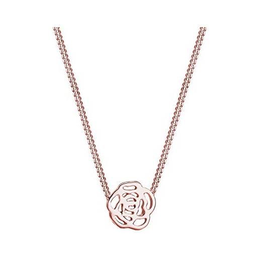 Elli 0110_22215_40 catena da donna con ciondolo floreale, in argento 925, 40 cm, argento, colore: oro rosa, cod. 0110122215_40