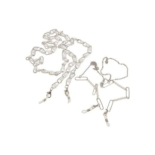Urban Classics collana unisex multifunzione, con perle, confezione da 2 pezzi, colore argento, taglia unica