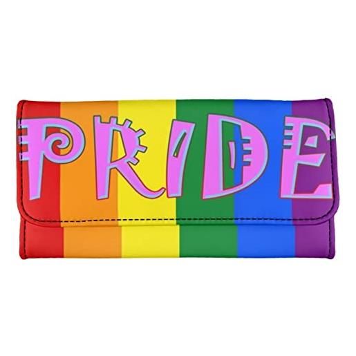 Binienty portafoglio da donna con blocco in pelle, organizer per carte di credito, regalo per la festa della mamma, orgoglio arcobaleno, taglia unica