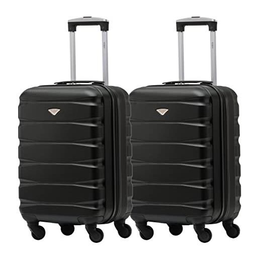 Flight Knight set of 2 lightweight 4 wheel abs hard case suitcases cabin carry on hand luggage approved for over 35 airlines including easy. Jet, maximum size for klm & air france 55x35x25cm