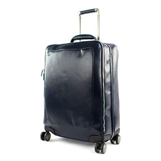 PIQUADRO trolley cabin 4 ruote slim, porta abiti in pelle - bagagli- borsa a tracolla unisex - adulto, blu notte, talla única - bv5004b2/blu2