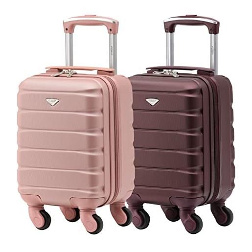 Flight Knight set of 2 lightweight 4 wheel abs hard case suitcases cabin carry on hand luggage approved for over 100 airlines british airways, easy. Jet & maximum size for ryanair 40x20x25cm