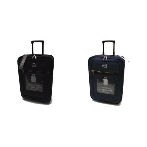 CLACSON offerta set 2 trolley bagaglio a mano cm. 55x40x20 idoneo ryanair voli low cost bagaglio cabina (blu-nero)