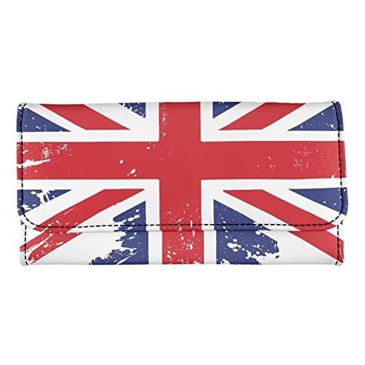Binienty portafoglio da donna con blocco in pelle, organizer per carte di credito, regalo per la festa della mamma, bandiera britannica, taglia unica