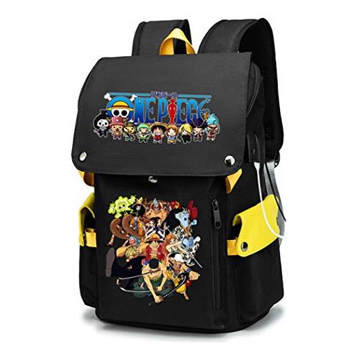 WANHONGYUE one piece anime cosplay backpack rucksack borsa da scuola studenti zaino per laptop da 15,6 pollici giallo / 2