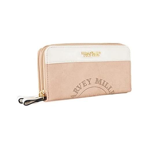 HARVEY MILLER POLO CLUB portafoglio donna ecopelle portamonete con doppia zip carte credito banconote linea roxanne colore cipria