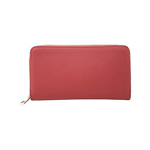Chicca Borse portafoglio lungo donna portafogli in pelle italiana accessorio porta carte (rosso corallo)