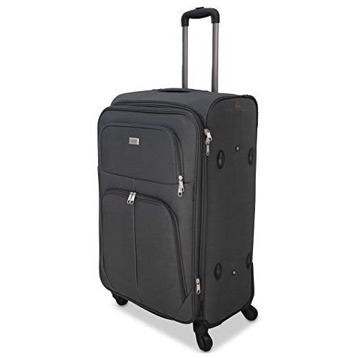 ORMI set 3 valigie trolley valigia espandibile in poliestere 4 ruote (grigio)