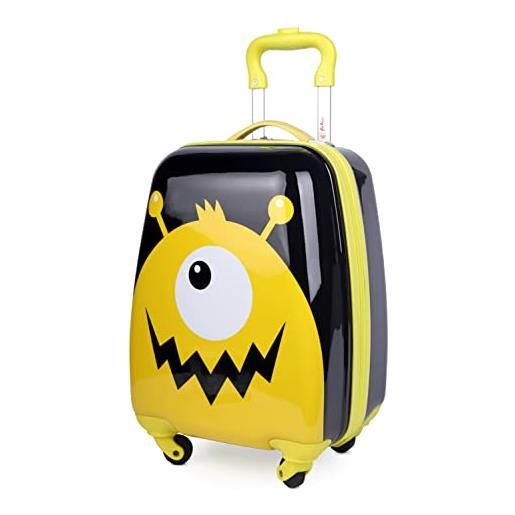 Hauptstadtkoffer - valigia per bambini, custodia rigida, bagaglio a bordo per bambini, in abs / pc, , monster nero/giallo, bagagli per bambini