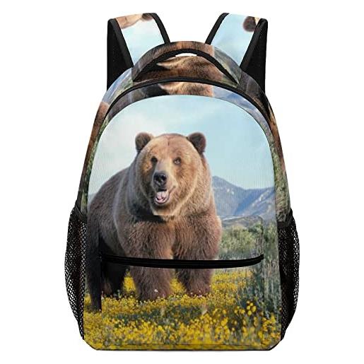 LafalPer zaino da città classico adulto donna casual daypacks moda zaino scuola elementare stampa per ragazze ragazzi grizzly