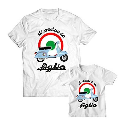 Colorfamily coppia t-shirt magliette padre figlio di padre in figlio - scooter - motociclista - idea regalo papà