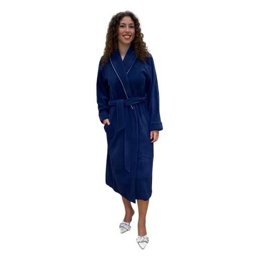 SGARLATA HOME vestaglia da donna in pile di viscosa modello scialle classico art. Nina (xxl, blu)