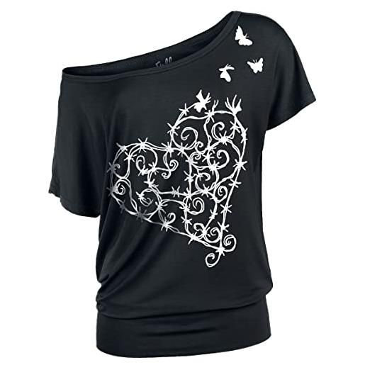 Full Volume by EMP donna maglietta nera con cuore in filo spinato l