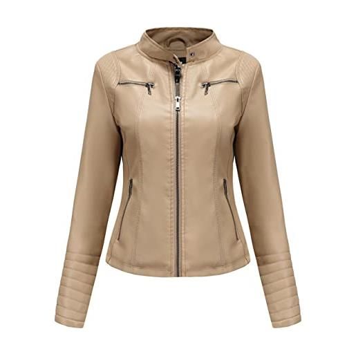 Parkourer giacca corta da donna in pelle pu cappotto da motociclista con zip giacca donna in ecopelle cappotto corto da moto primavera autunno