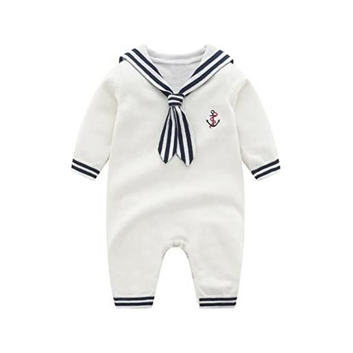 Mud Kingdom boutique maglione nautico neonato pagliaccetto righe bianco 3-6 mesi