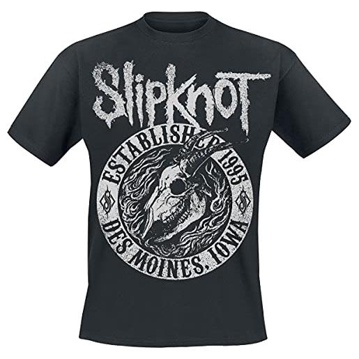 Slipknot flaming goat uomo t-shirt nero s 100% cotone regular