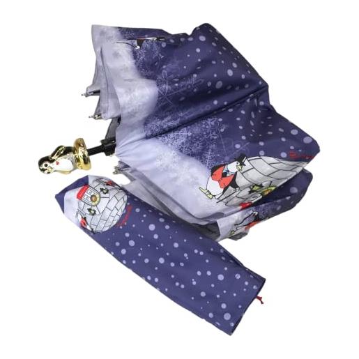 Lucchi braccialini ombrello corto tascabile apertura manuale pinguini igloo bc872 (blu)