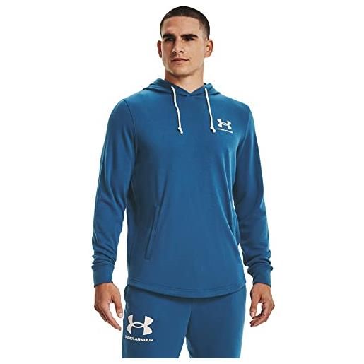 Under Armour men's rival terry long crew neck hoodie , black (001)/onyx white , 3x-large
