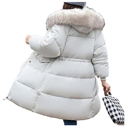 Onsoyours piumino lungo donna invernale cappotto con cappuccio in pelliccia sintetica cappotto ispessito parka giacca da donne elegant con cerniera e tasca a nero xl