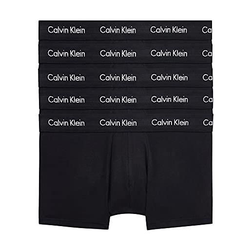 Calvin Klein boxer uomo confezione da 5 low rise trunks cotone elasticizzato, nero (black w black wb), s