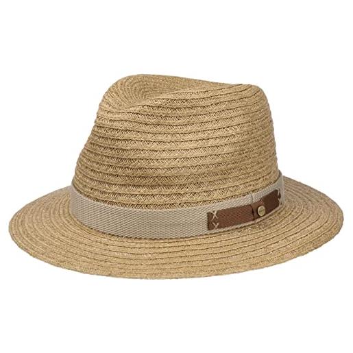 Stetson cappello in rafia decato traveller uomo/donna - da sole estivo giardiniere primavera/estate - m (56-57 cm) natura