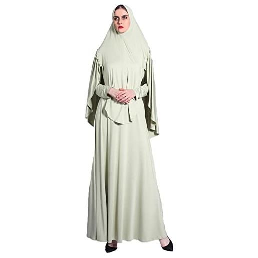 MANYMANY abito da donna musulmano in tinta unita preghiera burqa set a due pezzi hijab ramadan abito abaya abiti islamici