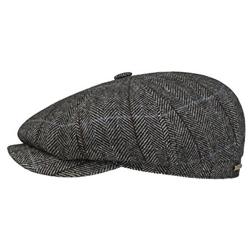 Stetson coppola hatteras gallanger wool donna/uomo - made in the eu cappellino lana berretto newsboy con visiera, fodera inverno autunno/inverno - xxl (62-63 cm) grigio-nero