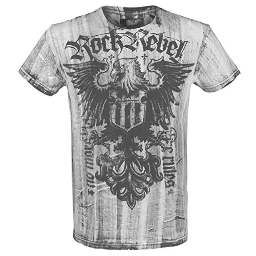 Rock Rebel by EMP uomo t-shirt bianca con stampa l