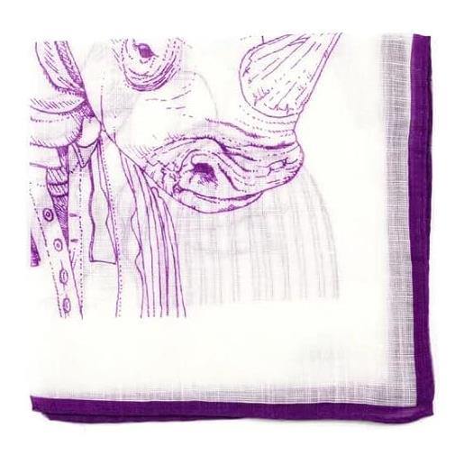 Illogico fazzoletto da taschino in lino e cotone con design rinoceronte viola