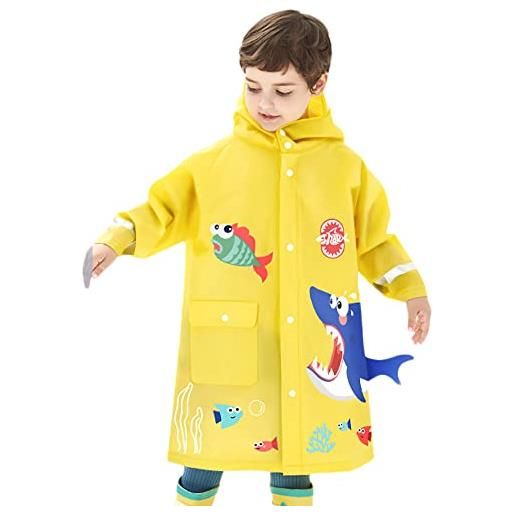 Fewlby poncho antipioggia bambini giacche impermeabili ragazzi ragazze giacche da pioggia leggero cappotto di pioggia in cartone animato mantella pioggia 5-6 anni