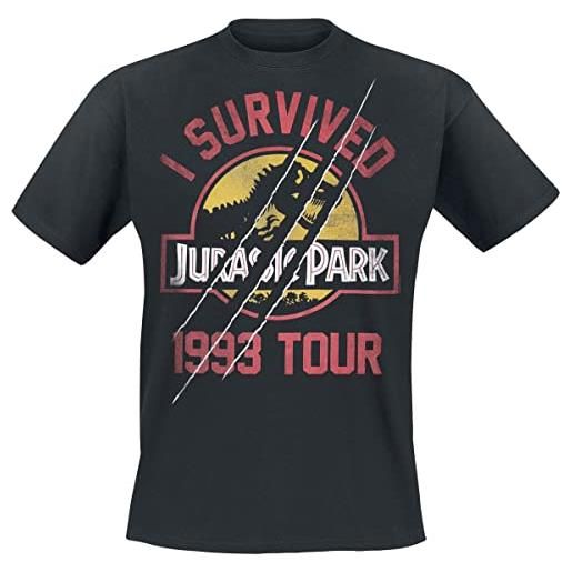 Jurassic Park i survived 1993 tour uomo t-shirt nero m 100% cotone regular