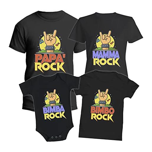 t-shirteria set magliette famiglia - rock family - musica - rocker - love music - grinta - mani - corna - madre - padre - figlia - figlio - set t-shirt